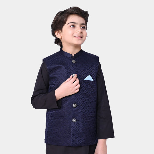 Boys Viscose Waist Coat - Navy Blue