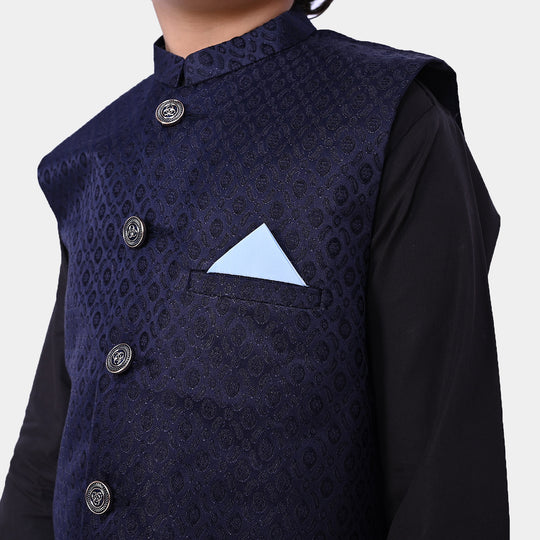 Boys Viscose Waist Coat - Navy Blue