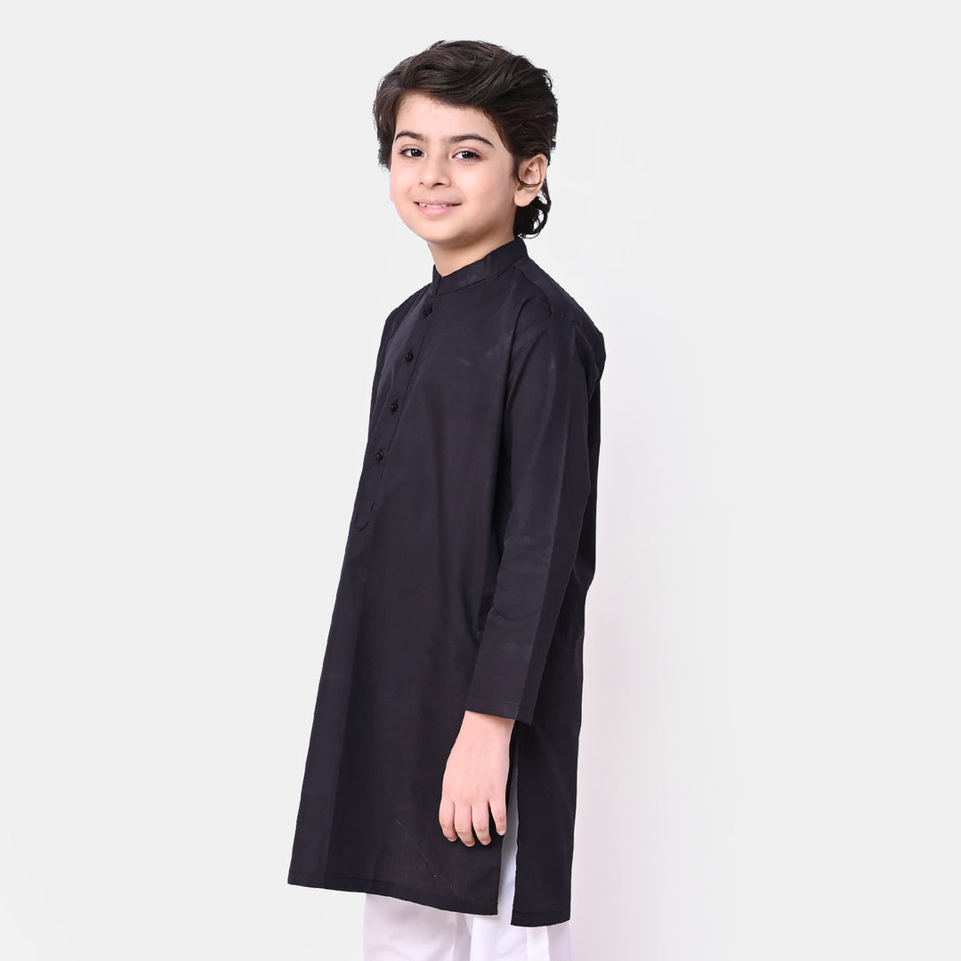Boys Viscose Basic Kurta - BLACK