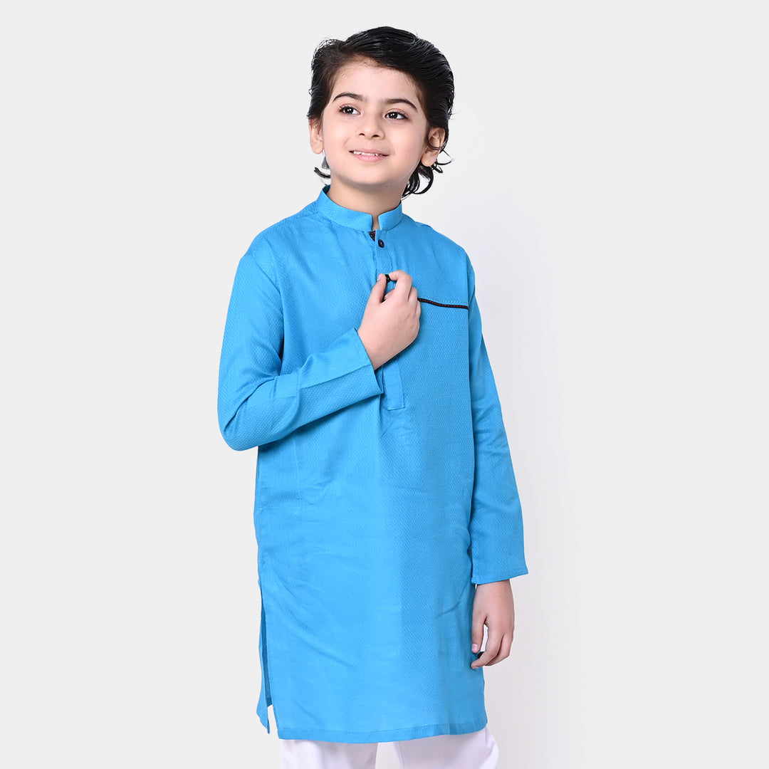 Boys Cotton Styling Kurta - Blue