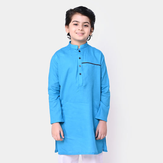 Boys Cotton Styling Kurta - Blue