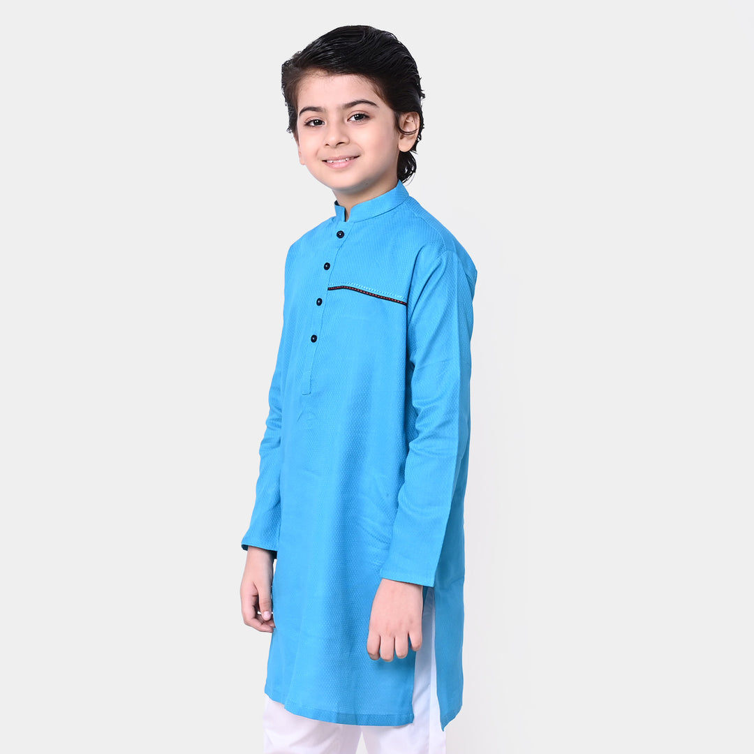 Boys Cotton Styling Kurta - Blue