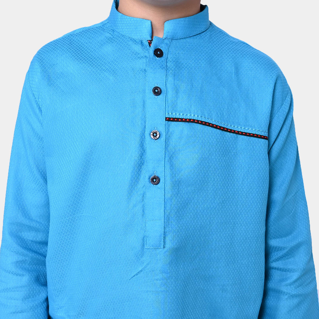 Boys Cotton Styling Kurta - Blue