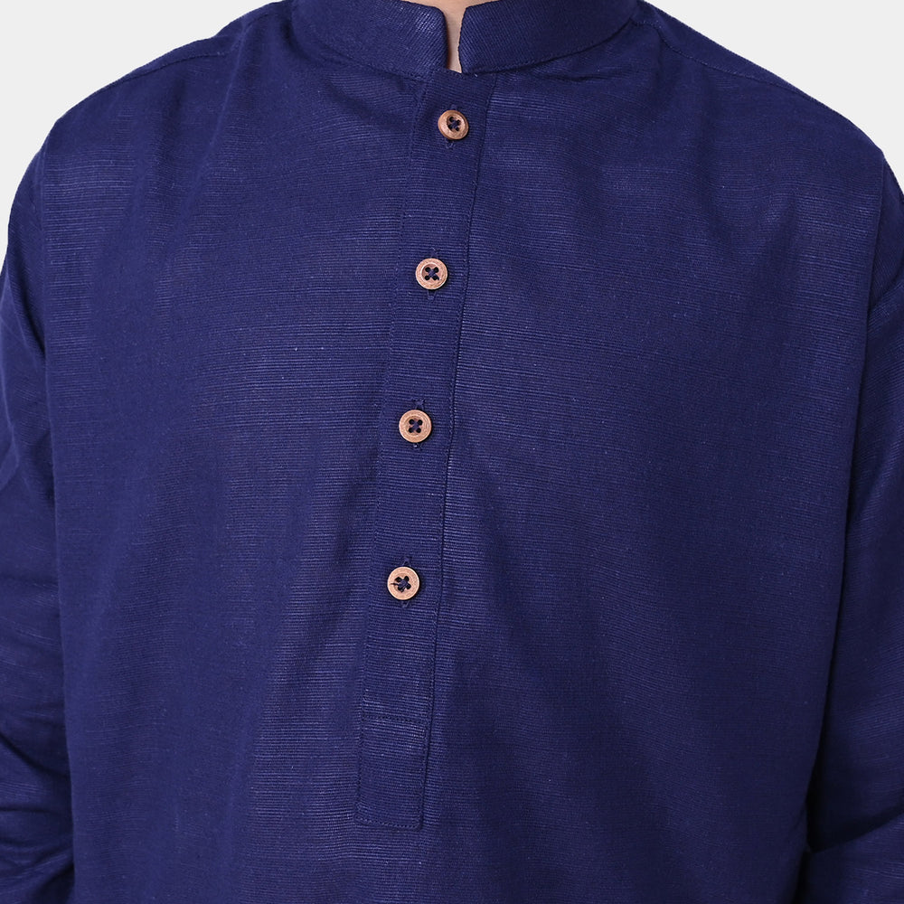 Boys Cotton Basic Kurta - Navy