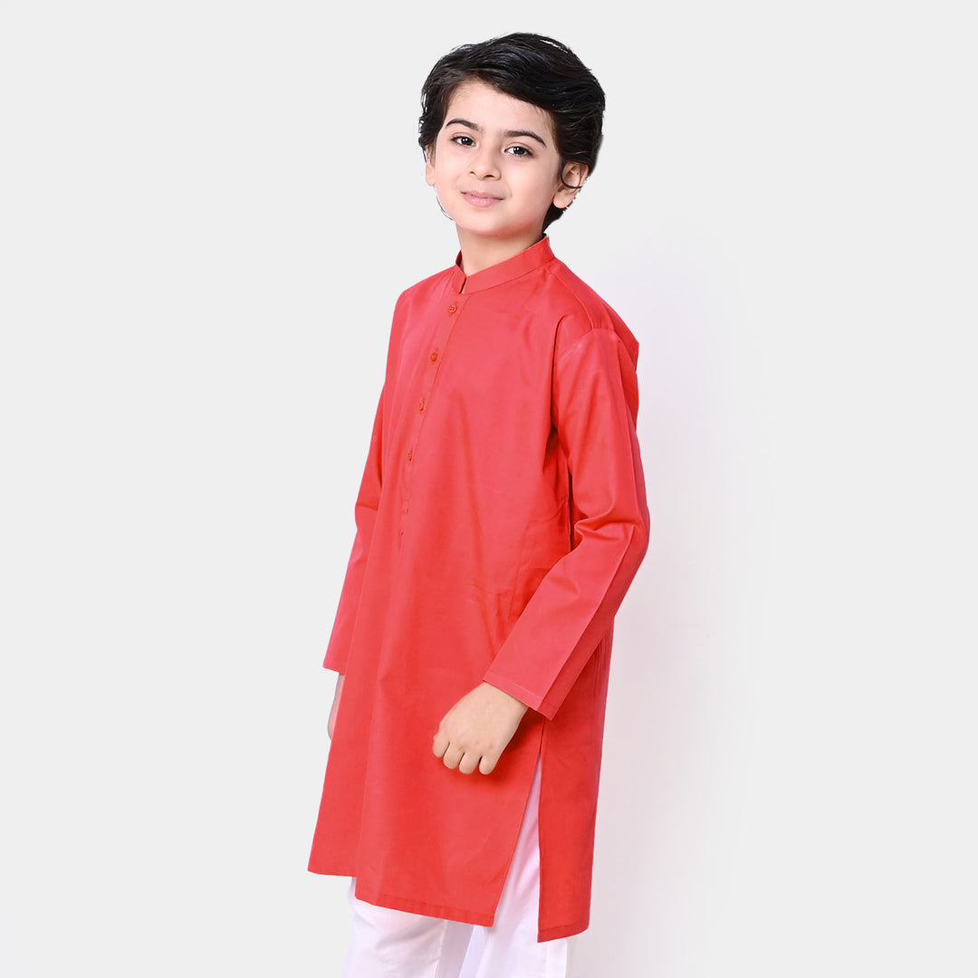 Boys Basic Kurta - Red