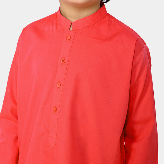 Boys Basic Kurta - Red