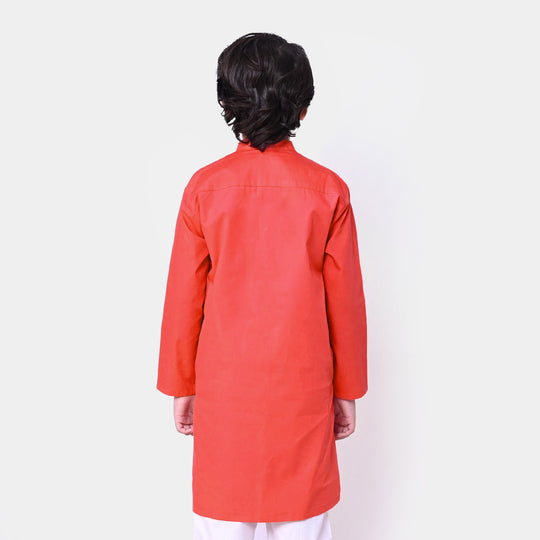 Boys Basic Kurta - Red