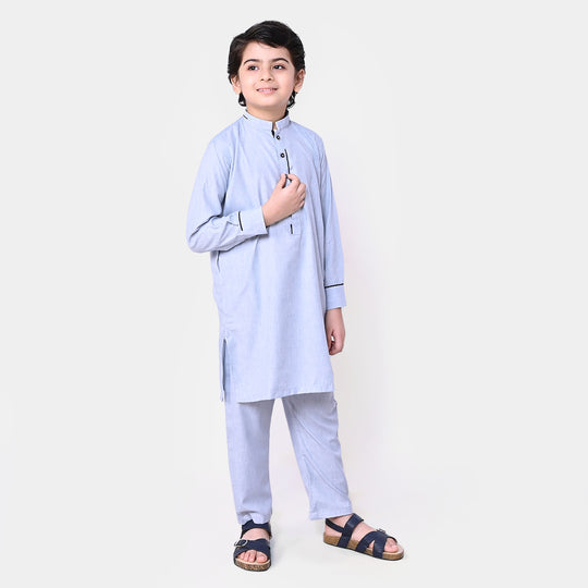 Boys Styling Kurta Pajama Suit  - Blue Melan