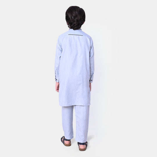 Boys Styling Kurta Pajama Suit  - Blue Melan