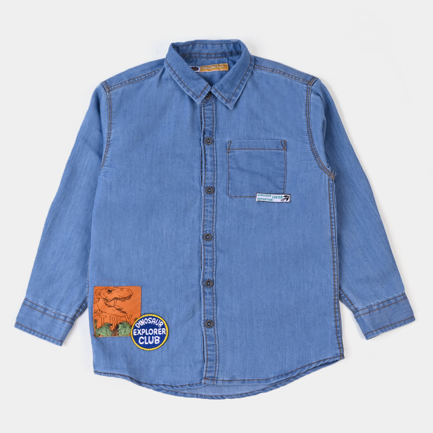 Boys Denim Shirt Dino Club - LIGHT BLUE