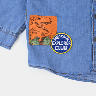 Boys Denim Shirt Dino Club - LIGHT BLUE