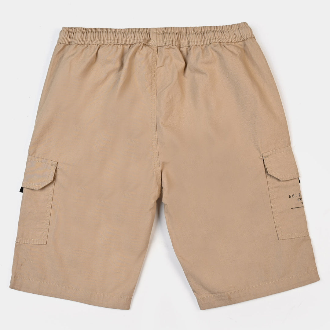 Teens Boys Cotton Short Exploring More - KHAKI