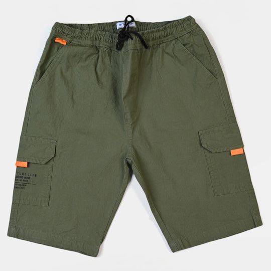 Teens Boys Cotton Short Exploring More - Green