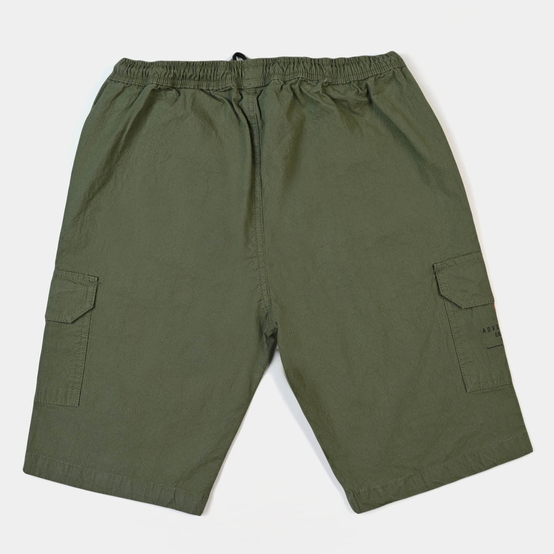 Teens Boys Cotton Short Exploring More - Green