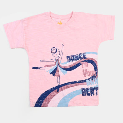 Girls Slub T-Shirt Dance - Light Pink