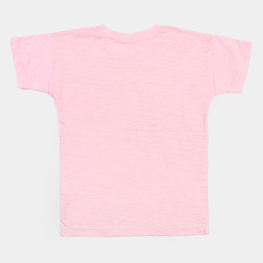 Girls Cotton T-Shirt Hey Hey Hey - Light Pink