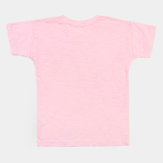 Girls Cotton T-Shirt Hey Hey Hey - Light Pink