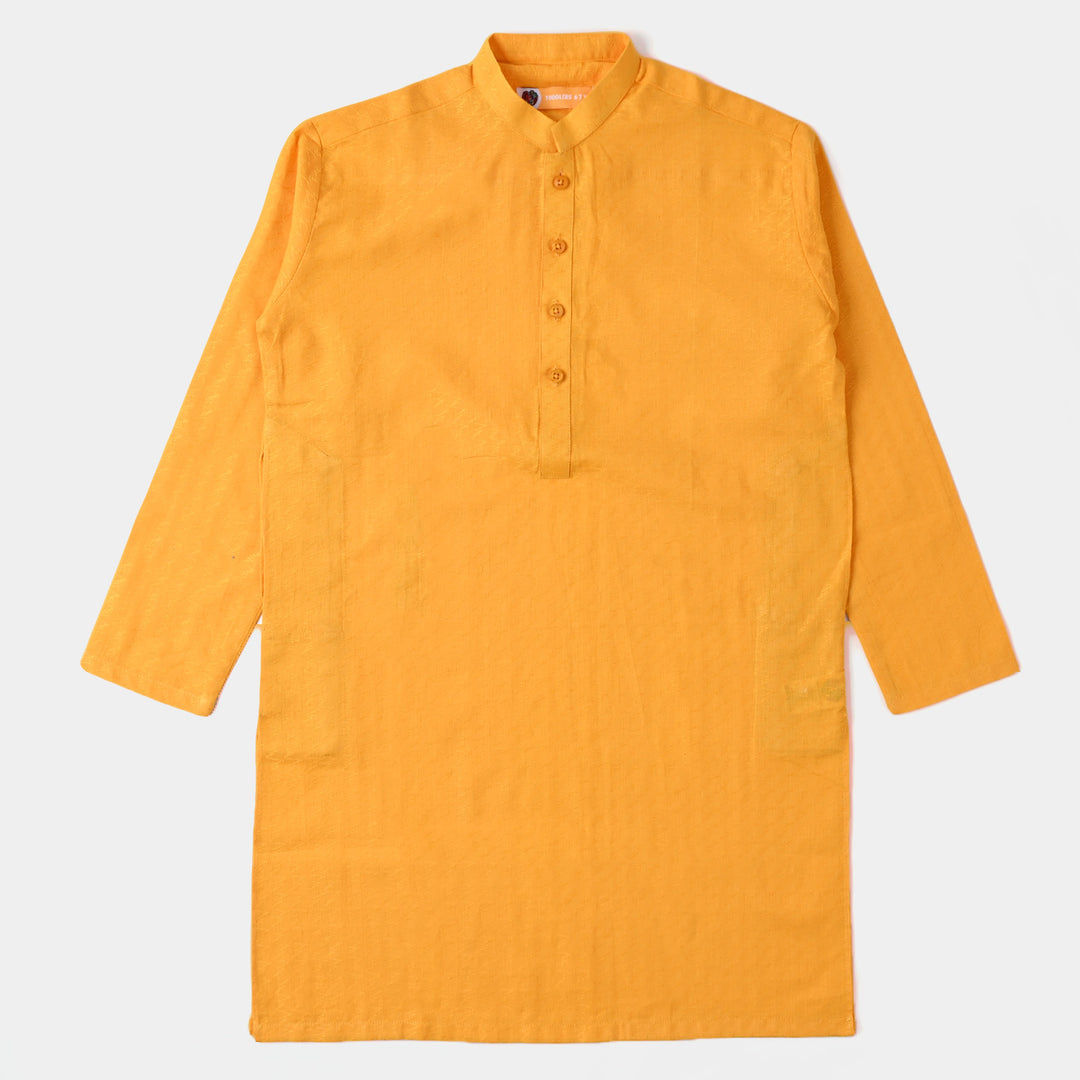 Boys Jacquard Basic Kurta - Citrus