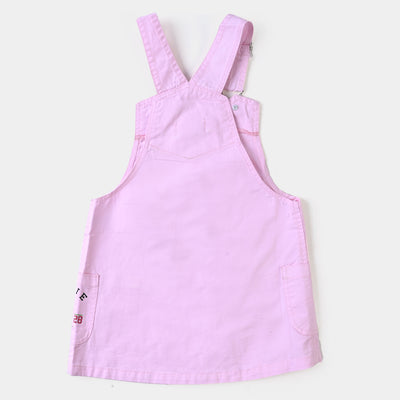 Girls Cotton Over All Dress - Pink