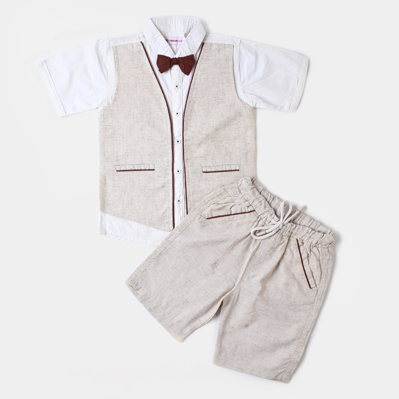 Infant Boys Cotton Suit  - Sand