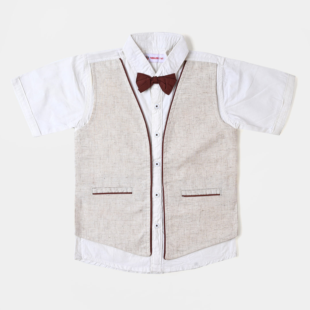 Infant Boys Cotton Suit  - Sand