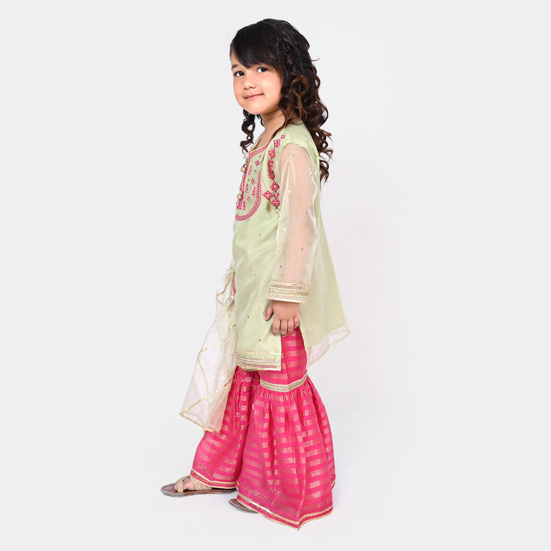 Girls 3Pcs Fancy Suit Bahar-e-Gul - Green