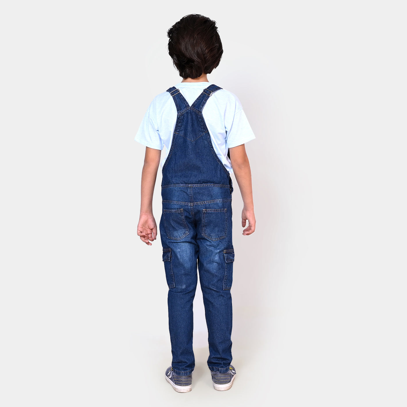 Boys Denim Over All Dungaree - Mid Blue