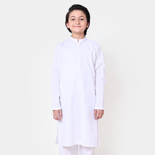 Boys Chicken Kurta - White