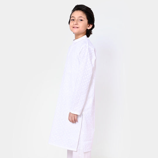 Boys Chicken Kurta - White