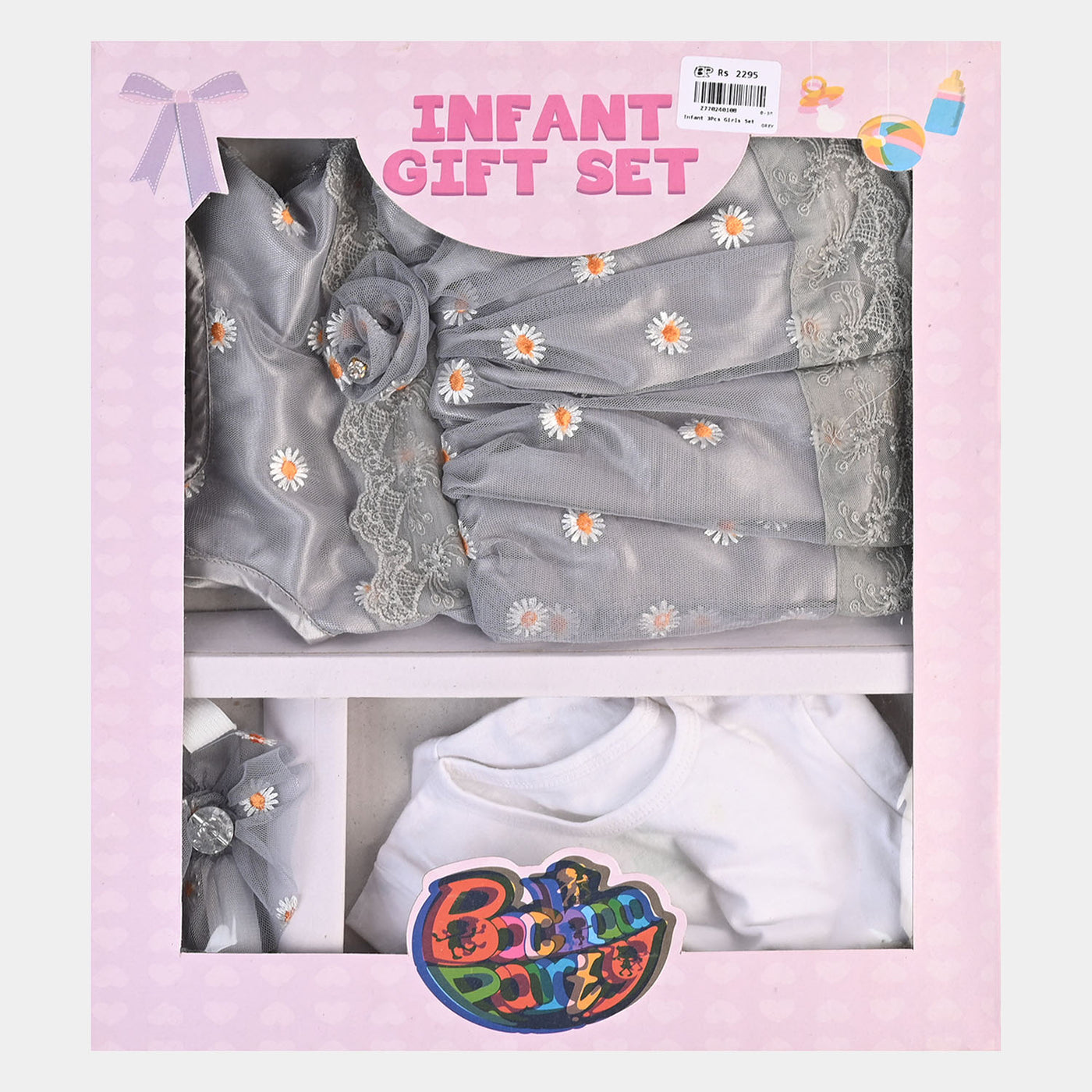 Infant Girls 3PCs Gift Set   - GREY