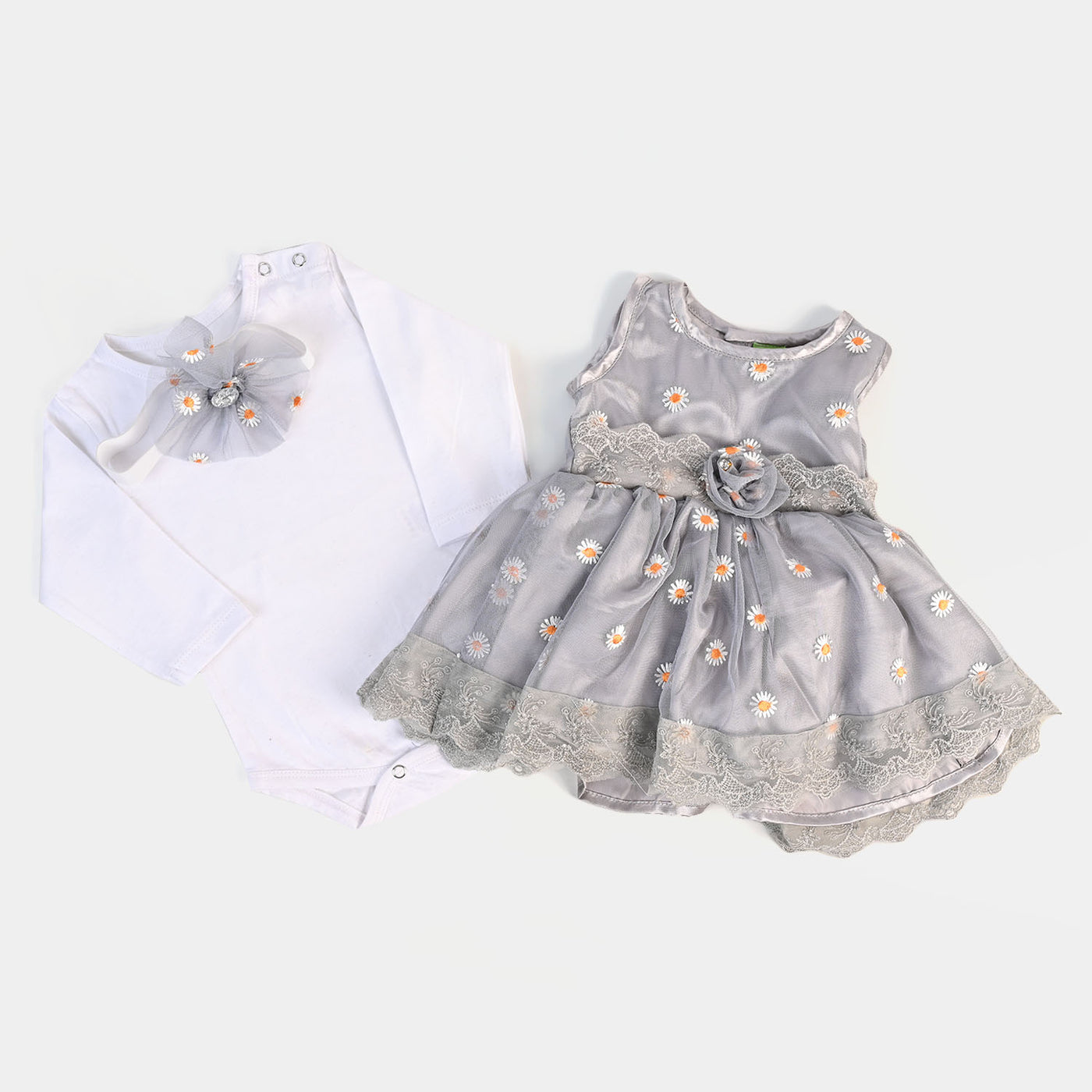 Infant Girls 3PCs Gift Set   - GREY