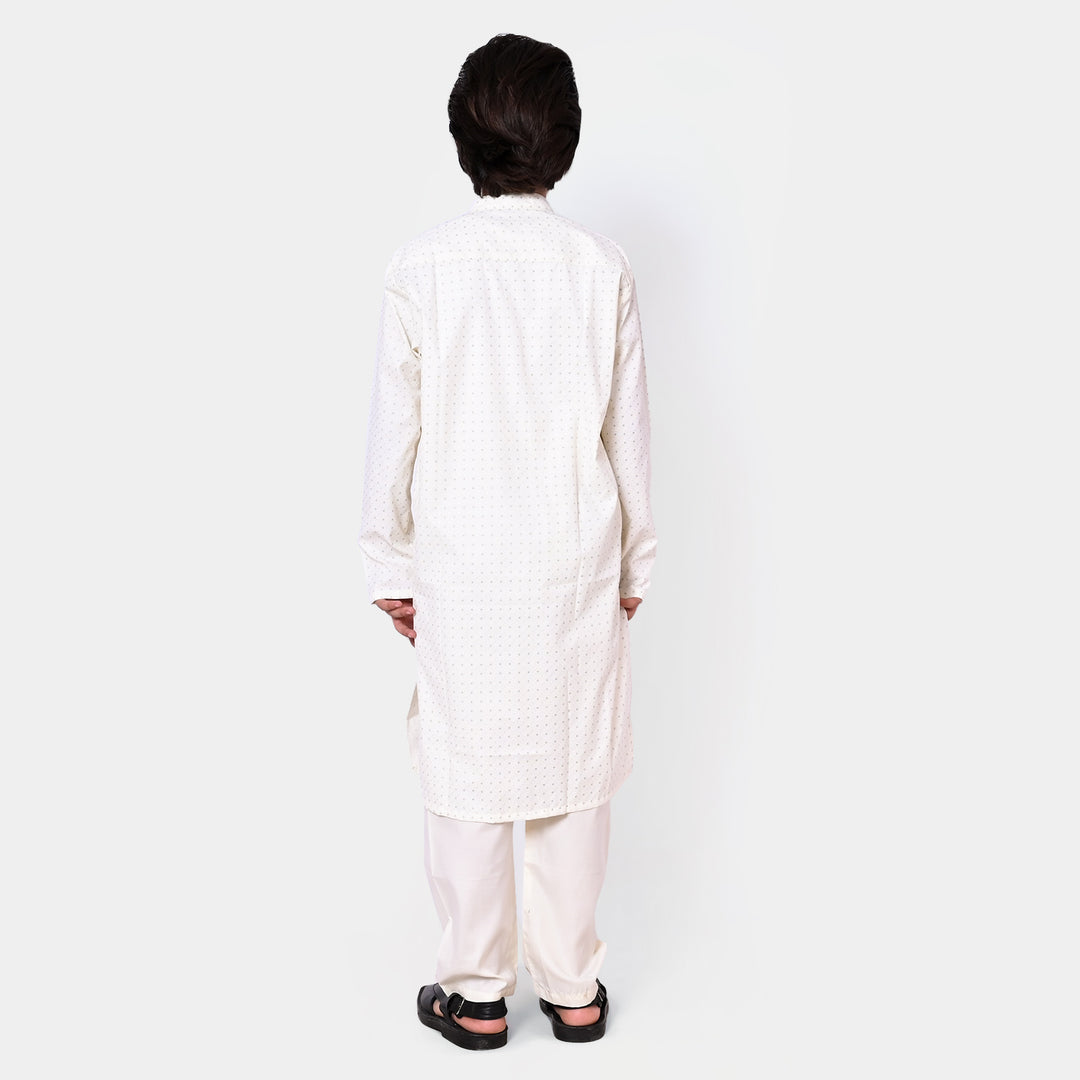 Boys Kurta Pajama Dots - Off-White