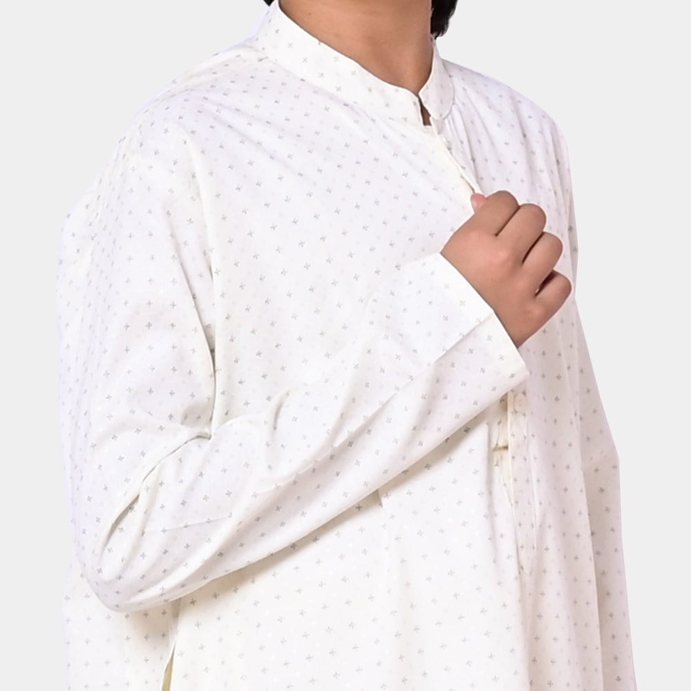 Boys Kurta Pajama Dots - Off-White
