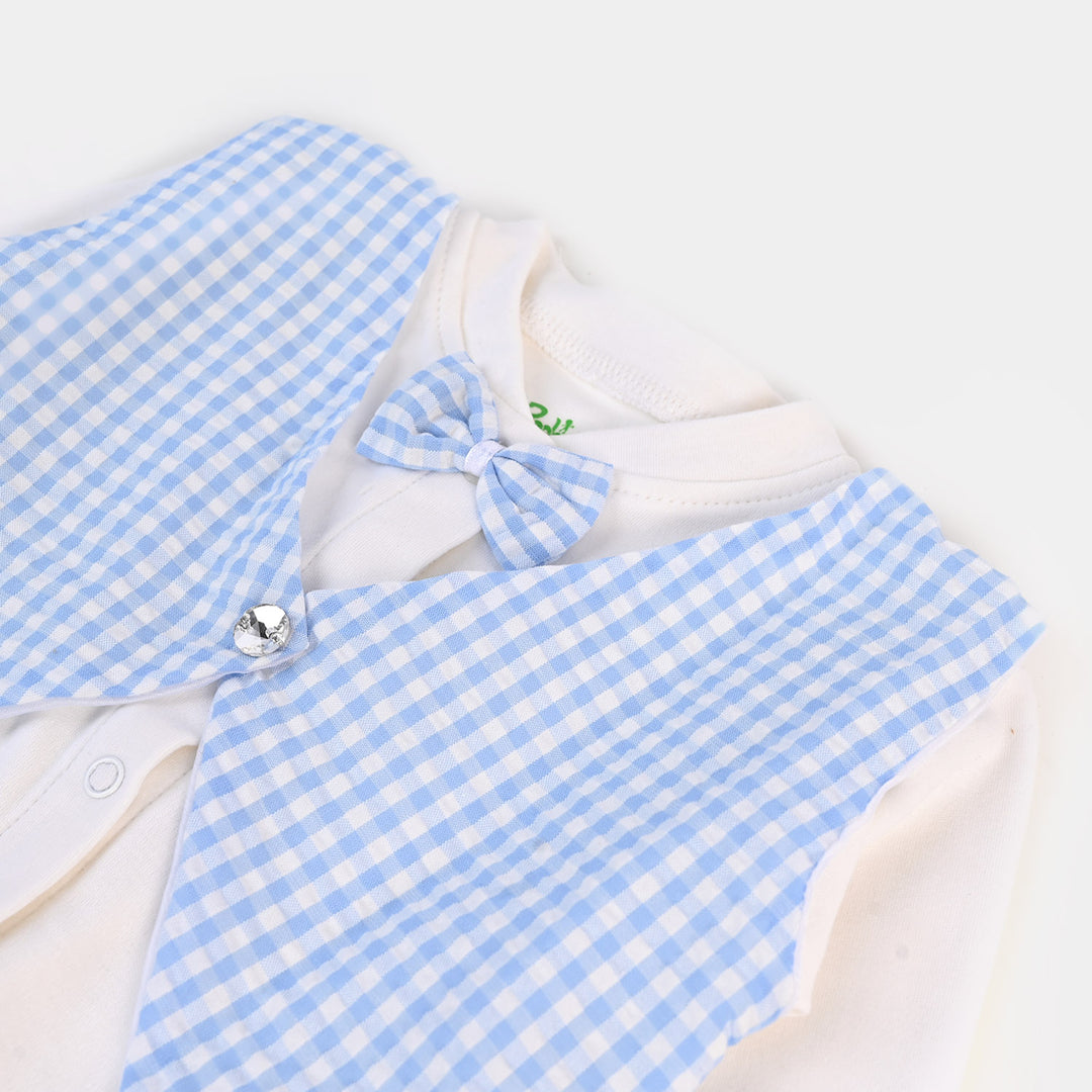 Infant Boys Waistcoat 3 PC Gift Set  L Blue Stripe