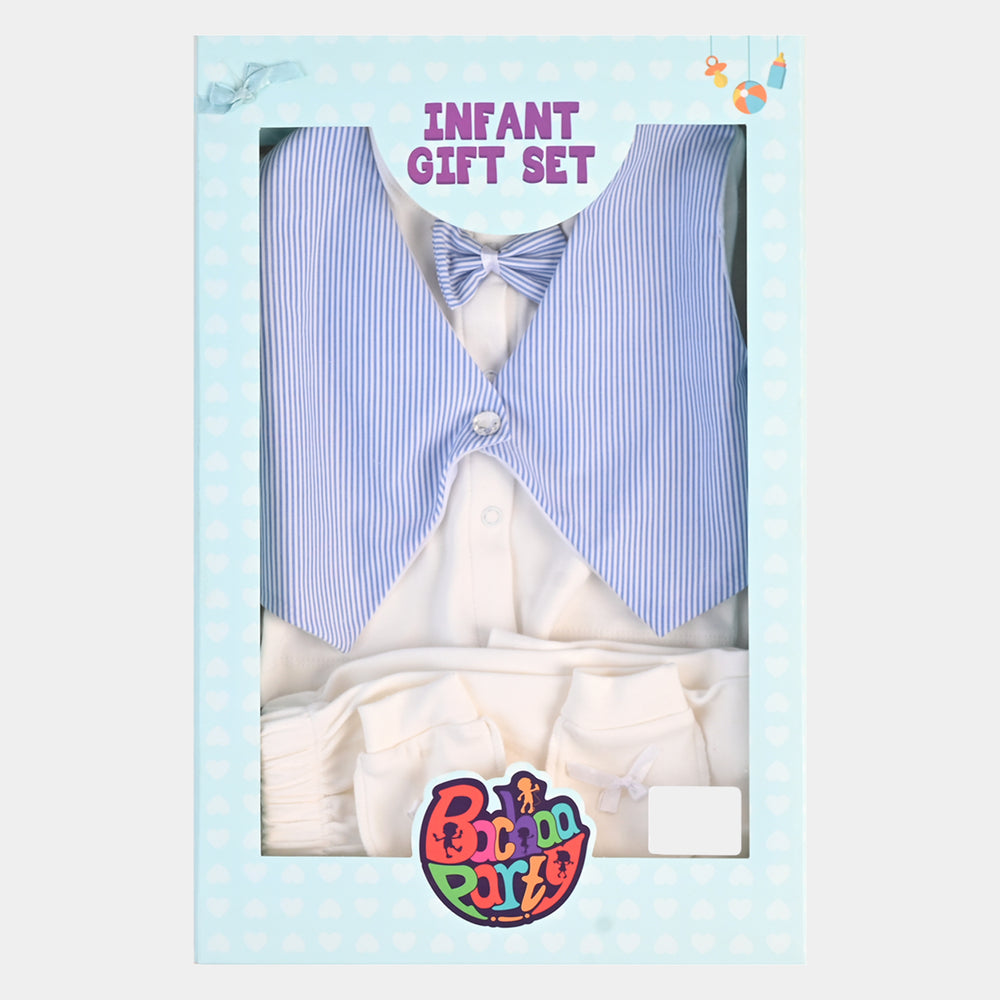 Infant Boys Waistcoat 3 PC Gift Set Blue Stripe