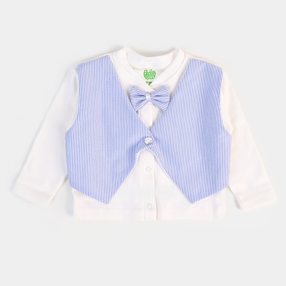 Infant Boys Waistcoat 3 PC Gift Set Blue Stripe