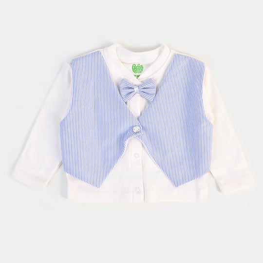 Infant Boys Waistcoat 3 PC Gift Set Blue Stripe