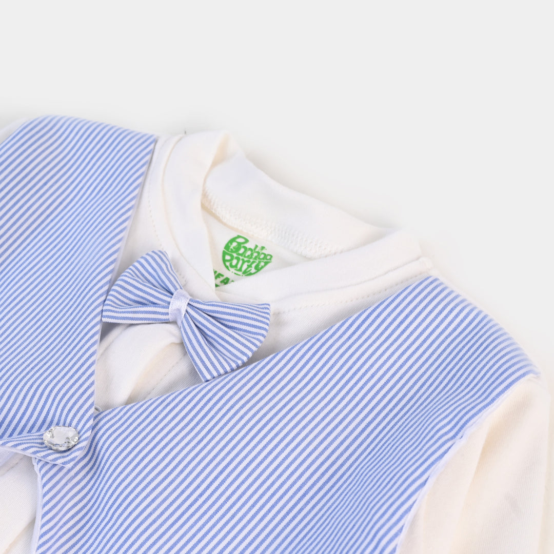 Infant Boys Waistcoat 3 PC Gift Set Blue Stripe