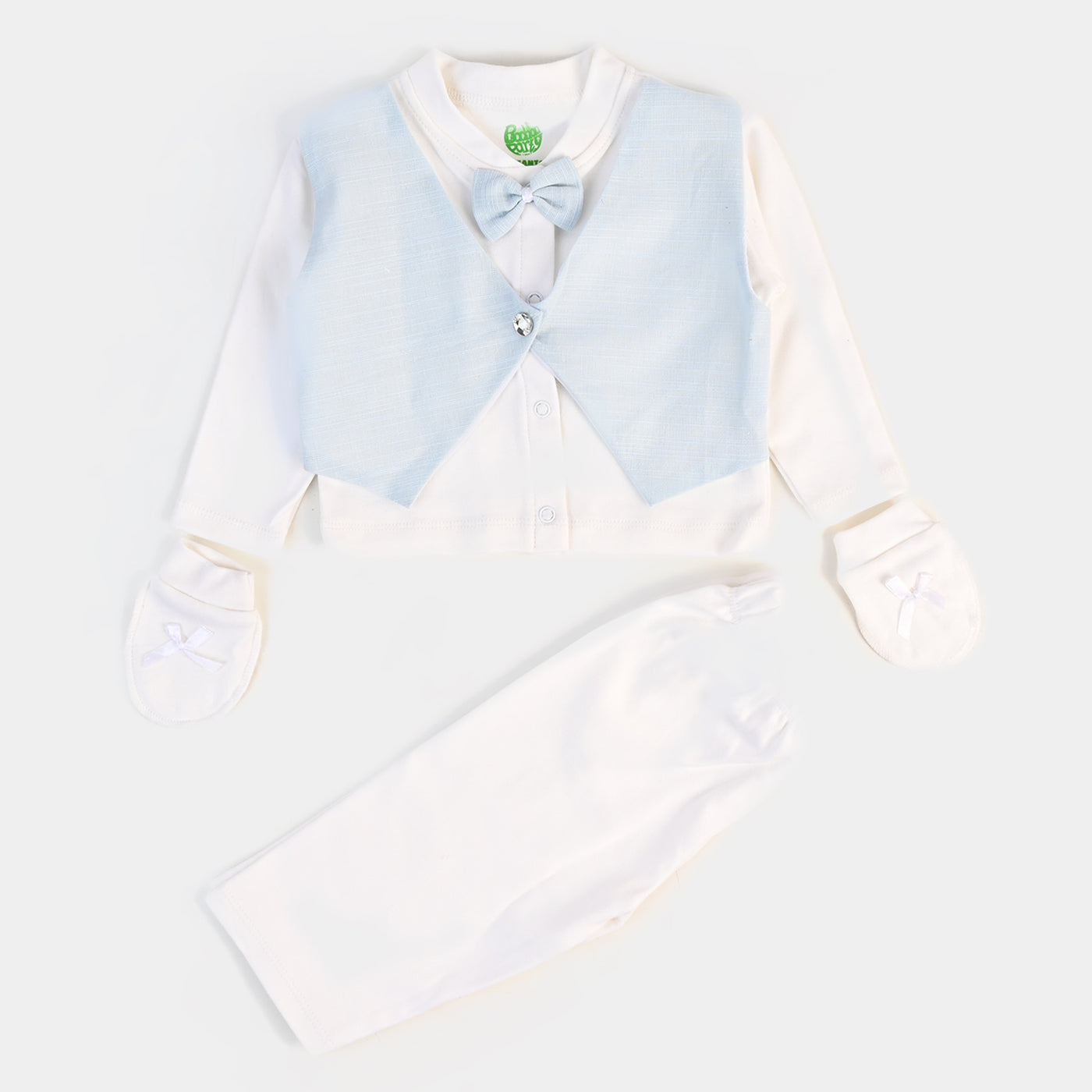 Infant Boys Waistcoat 3 Pc Blue Solid - W/Grey Stripe