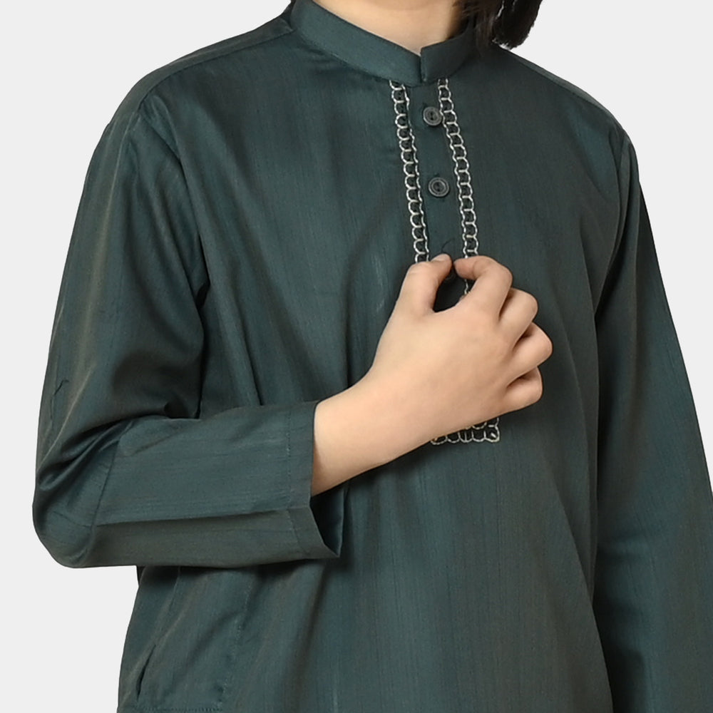 Boys Embroidered Kurta Pajama - Teal