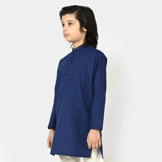 Boys Cotton Styling Kurta - NAVY