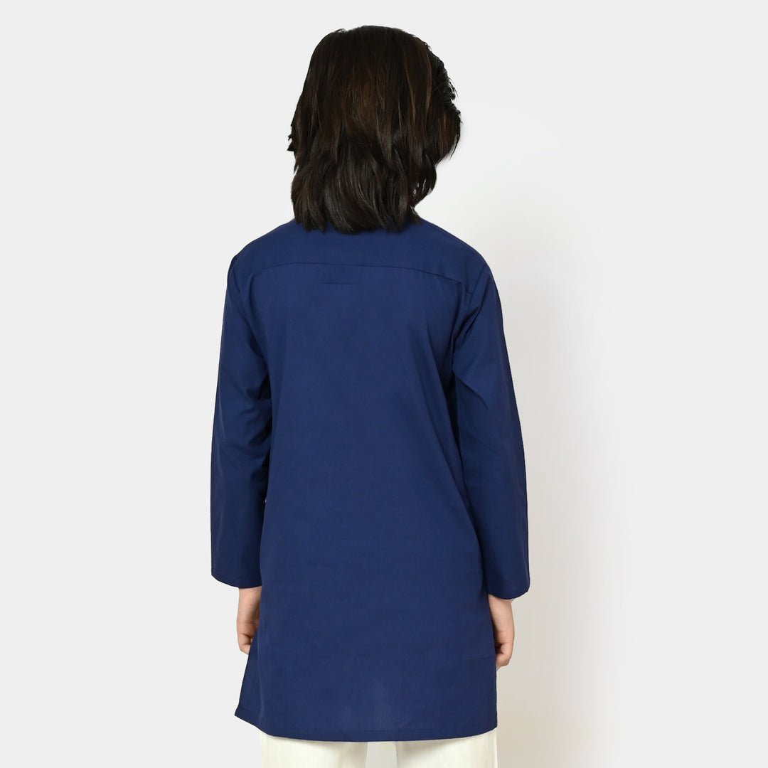 Boys Cotton Styling Kurta - NAVY