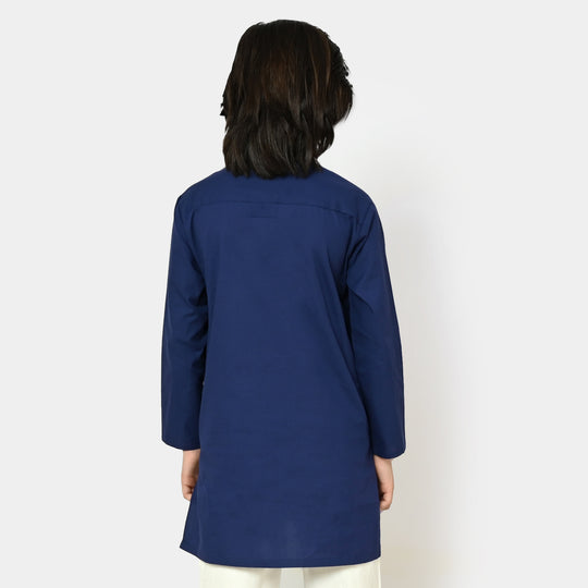 Boys Cotton Styling Kurta - NAVY