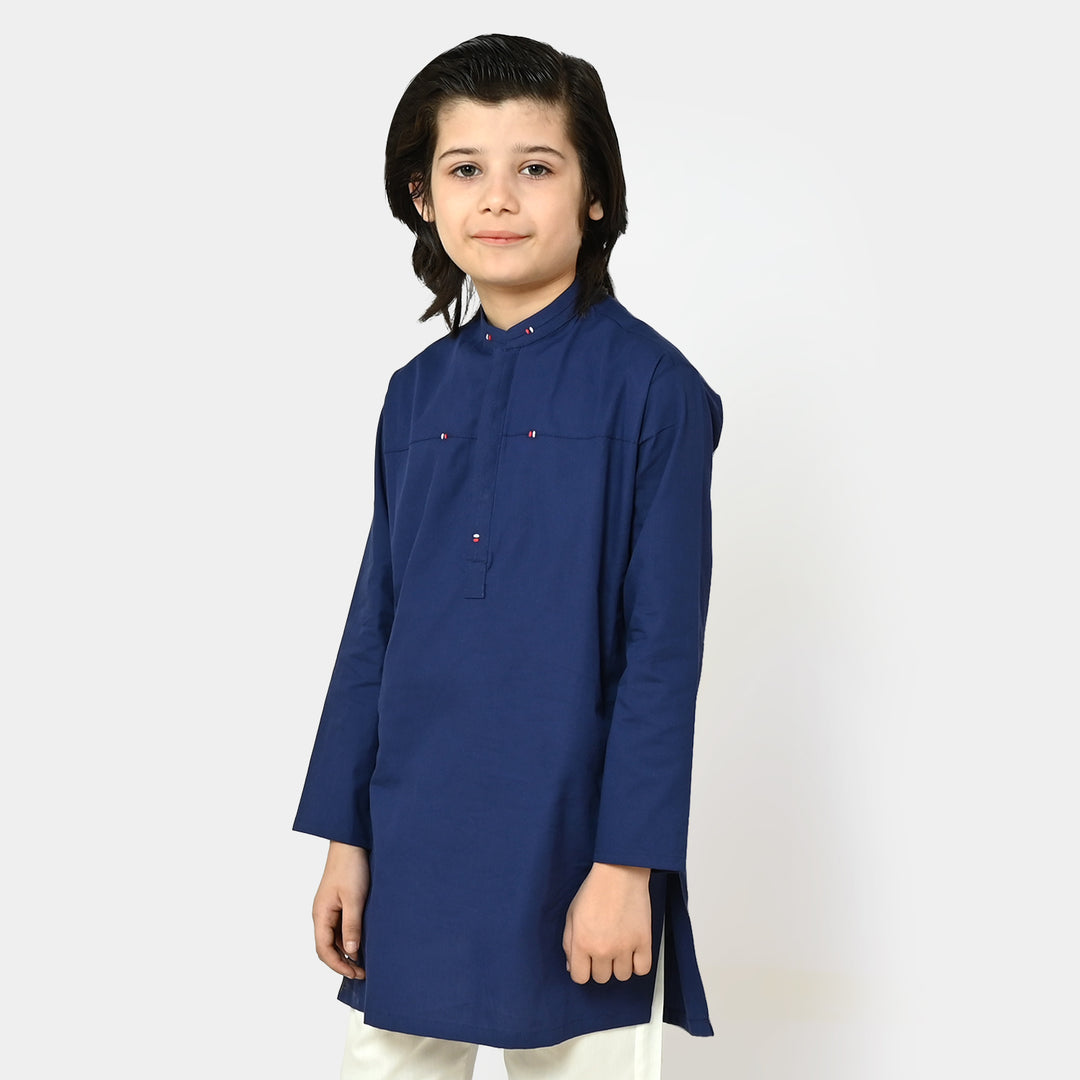 Boys Cotton Styling Kurta - NAVY