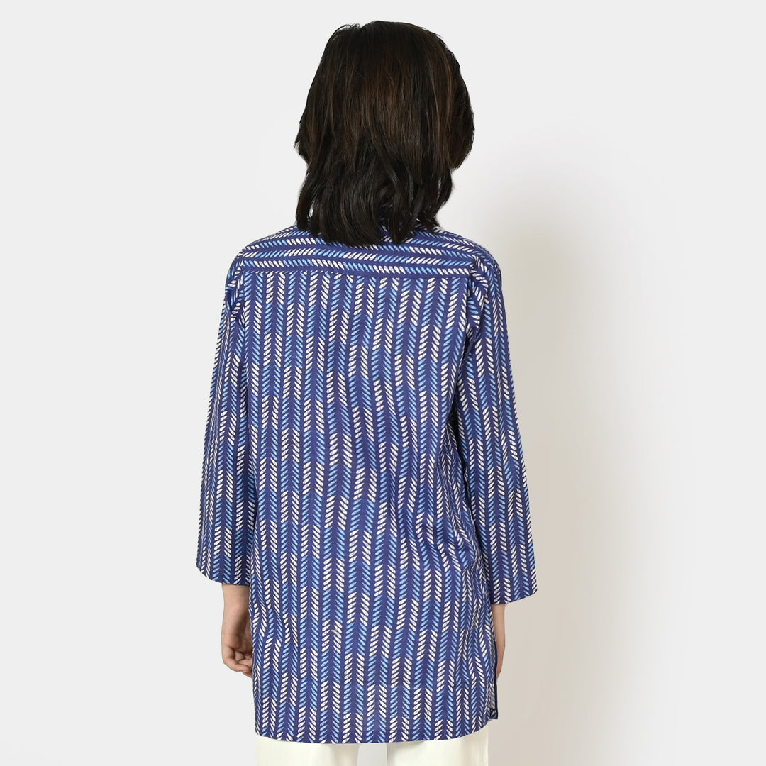 Boys Cotton Digital Print Kurta - Blue