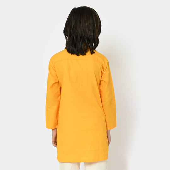 Boys Cotton Styling Kurta Pleated - Citrus