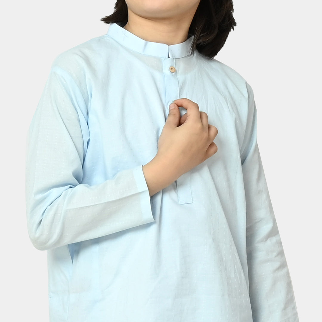 Boys Jacquard Kurta Basic | Sky Blue