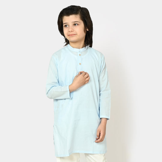 Boys Jacquard Kurta Basic | Sky Blue