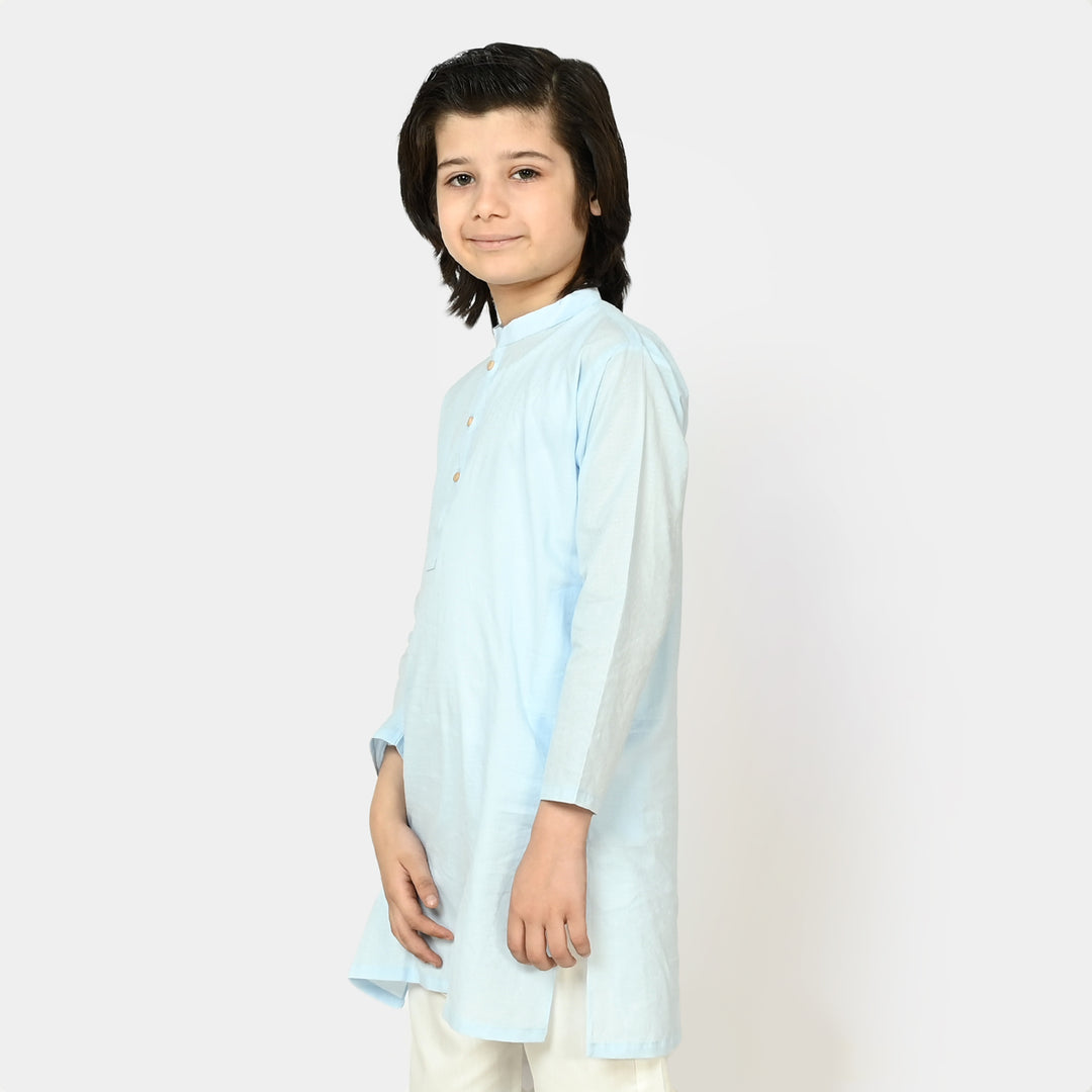 Boys Jacquard Kurta Basic | Sky Blue