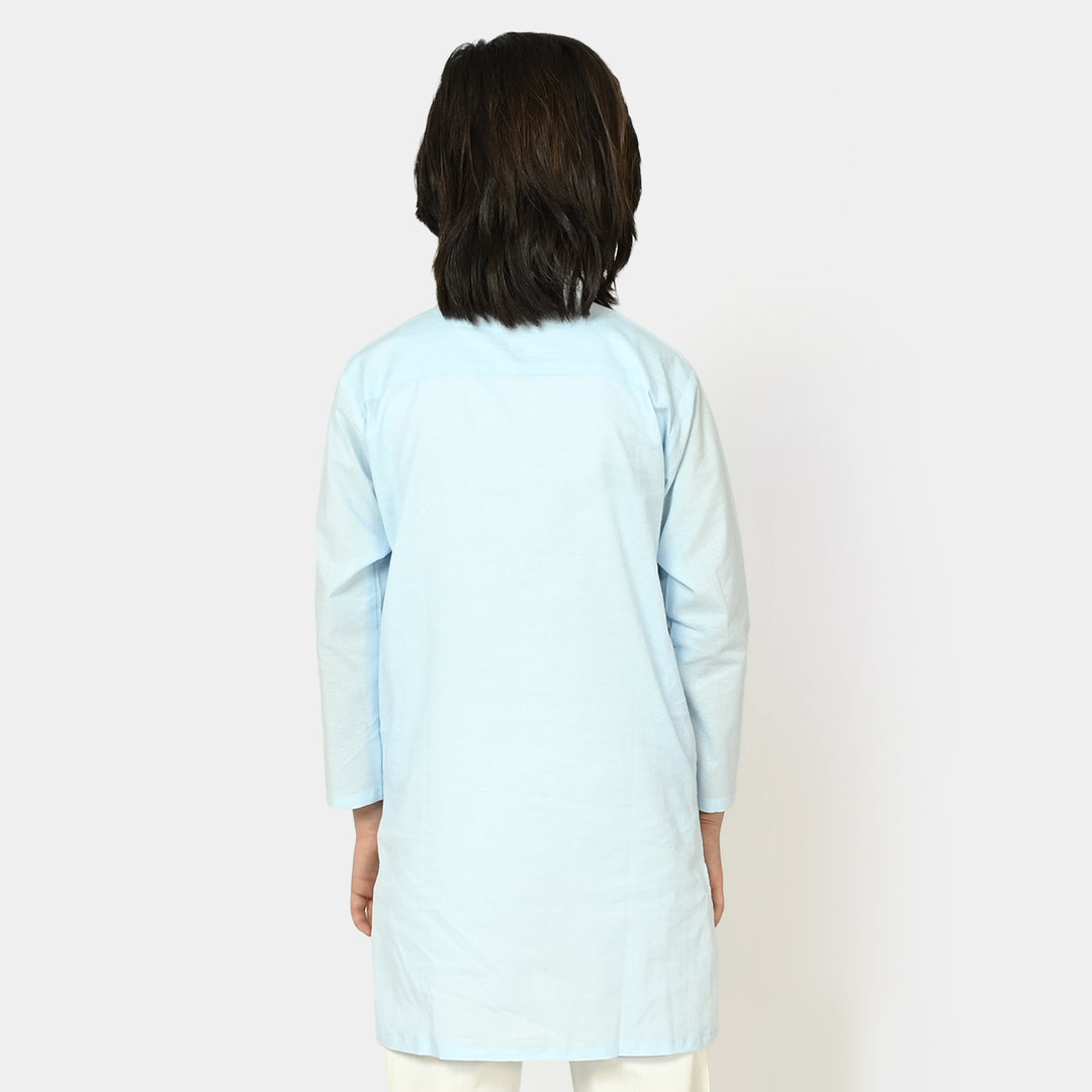 Boys Jacquard Kurta Basic | Sky Blue